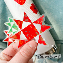 Load image into Gallery viewer, Red Ohio Star Quilt Block Vinyl Stickers, Sewing Sticker