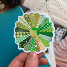 Load image into Gallery viewer, Retro Green Quilt Flower Vinyl Stickers, Sewing Sticker