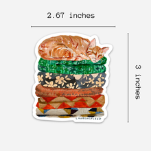 Load image into Gallery viewer, Cute Orange Cat Vinyl Stickers, Quilt sticker, fall sticker