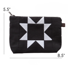 Load image into Gallery viewer, Medium Zipper Bag | Cosmetic Pouch | Sawtooth Star Black