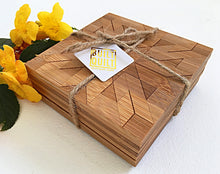 Load image into Gallery viewer, Quilt Block Bamboo Coaster 4pc Set by Built Quilt