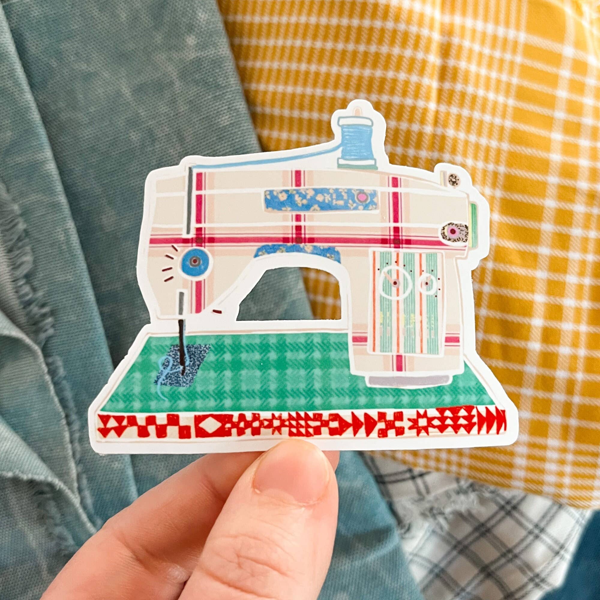 Vinyl Sticker: Retro Quilter Vinyl Sticker: Retro Quilter
