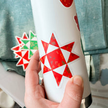 Load image into Gallery viewer, Red Ohio Star Quilt Block Vinyl Stickers, Sewing Sticker