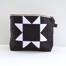 Load image into Gallery viewer, Medium Zipper Bag | Cosmetic Pouch | Sawtooth Star Black