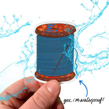 Load image into Gallery viewer, Blue Spool Of Thread Vinyl Stickers, Sewing Quilting Sticker