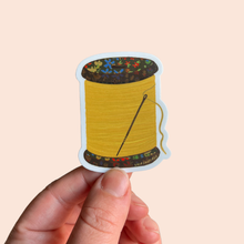 Load image into Gallery viewer, Yellow Spool of Thread Vinyl Stickers, Quilt Sewing Sticker