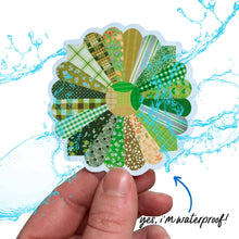 Load image into Gallery viewer, Retro Green Quilt Flower Vinyl Stickers, Sewing Sticker