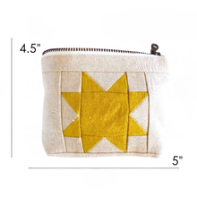 Load image into Gallery viewer, Handmade Quilted Linen Pouch – Sawtooth Star Design YELLOW