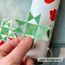 Load image into Gallery viewer, Green Ohio Star Quilt Block Vinyl Stickers, Sewing Stickers