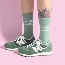 Load image into Gallery viewer, I'd Rather Be Sewing Socks (Green/Pink) | 1 Pair