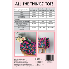 Load image into Gallery viewer, All the Things Tote (Paper) Pattern by Knot and Thread Designs