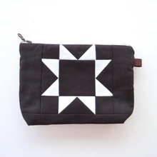 Load image into Gallery viewer, Medium Zipper Bag | Cosmetic Pouch | Sawtooth Star Black