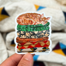 Load image into Gallery viewer, Cute Orange Cat Vinyl Stickers, Quilt sticker, fall sticker