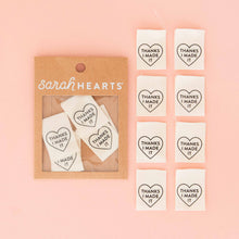 Load image into Gallery viewer, Thanks I Made It Heart Organic Cotton - Sewing Quilt and Garment Labels