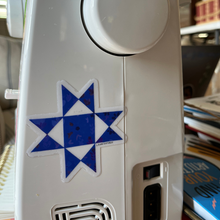 Load image into Gallery viewer, Blue Ohio Star Quilt Block Vinyl Stickers, Sewing Stickers