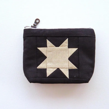 Load image into Gallery viewer, Sawtooth Quilted Sewing Pouch – Black Star Zipper Bag