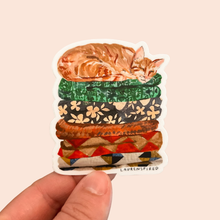 Load image into Gallery viewer, Cute Orange Cat Vinyl Stickers, Quilt sticker, fall sticker