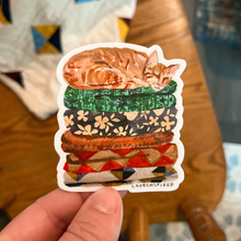 Load image into Gallery viewer, Cute Orange Cat Vinyl Stickers, Quilt sticker, fall sticker