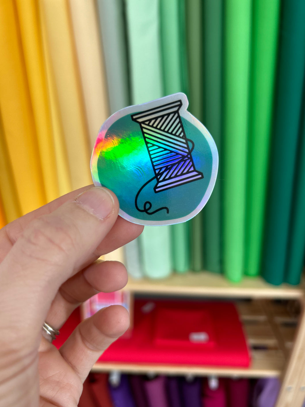 Holographic Spool of Thread Vinyl Sticker by Cut & Sew PHL