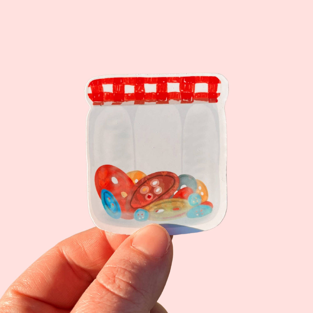 Sewing Vinyl Stickers, Jar Of Buttons, Quilting Sticker