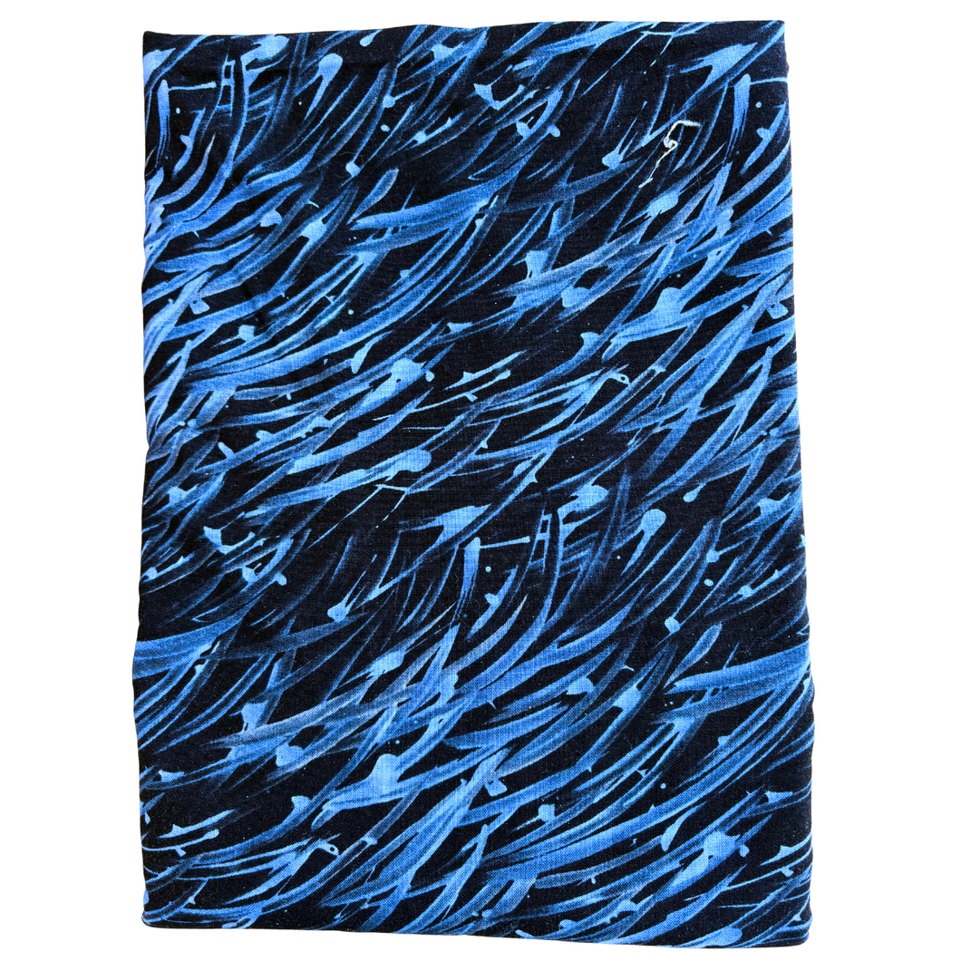 Previously Loved Fabric: Blue Swoops on Black (3.75 yds)