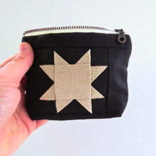 Load image into Gallery viewer, Sawtooth Quilted Sewing Pouch – Black Star Zipper Bag
