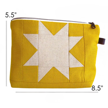 Load image into Gallery viewer, Medium Zipper Bag | Quilted Pouch | Sawtooth Star YELLOW
