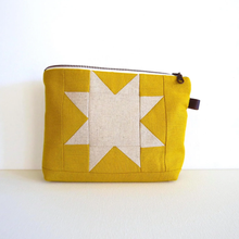Load image into Gallery viewer, Medium Zipper Bag | Quilted Pouch | Sawtooth Star YELLOW
