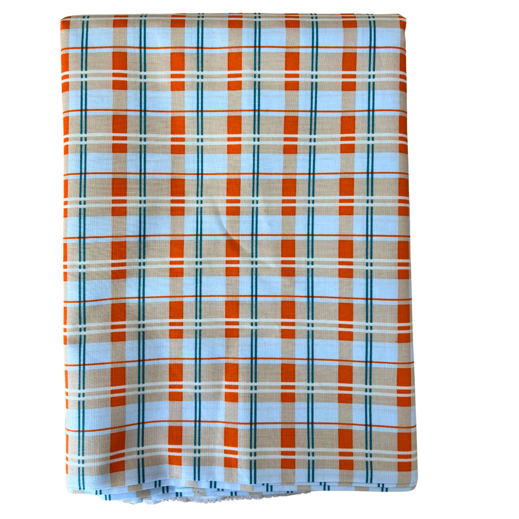 Previously Loved Fabric: Orange and Teal Plaid (4 yds)