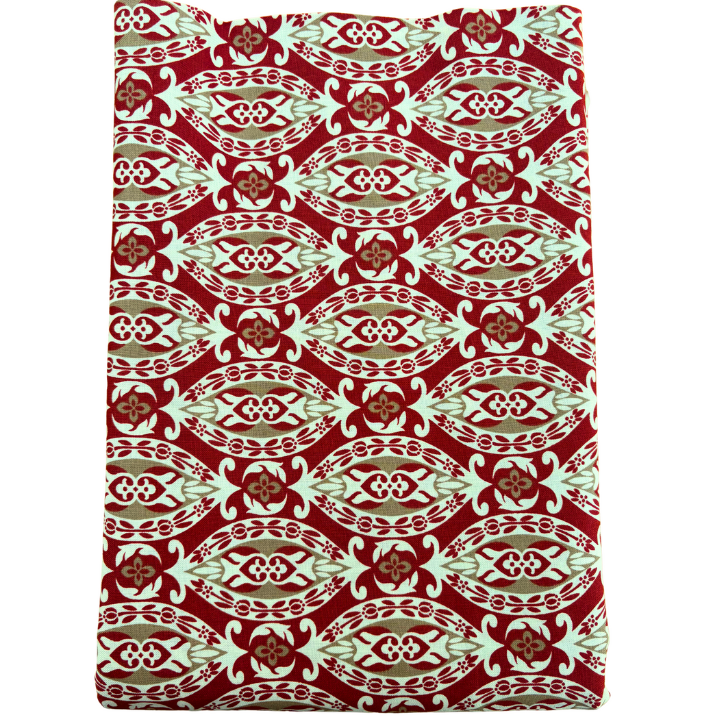 Previously Loved Fabric: Red Orange Danish Design (3 yds)