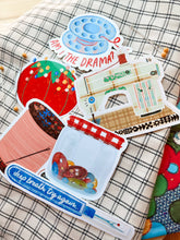 Load image into Gallery viewer, Red Pin Cushion Vinyl Stickers, sewing quilt sticker

