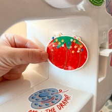 Load image into Gallery viewer, Red Pin Cushion Vinyl Stickers, sewing quilt sticker
