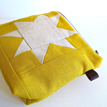 Load image into Gallery viewer, Medium Zipper Bag | Quilted Pouch | Sawtooth Star YELLOW
