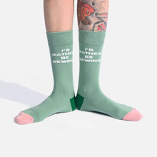 Load image into Gallery viewer, I'd Rather Be Sewing Socks (Green/Pink) | 1 Pair
