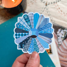 Load image into Gallery viewer, Blue Quilt Flower Vinyl Stickers, Sewing Stickers
