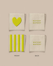 Load image into Gallery viewer, Citron Heart and Stripe Square Garment Labels
