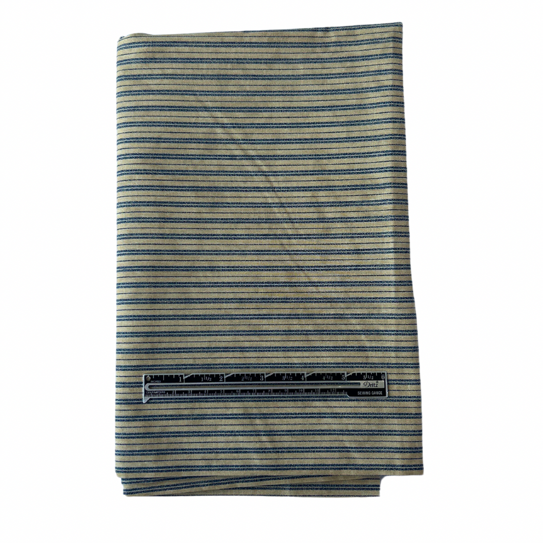 Previously Loved Fabric: Blue Stripe on Beige (1.5 yds)