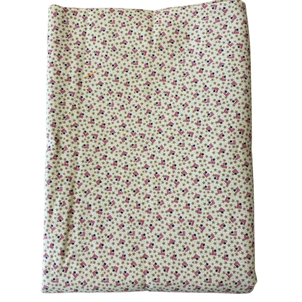 Previously Loved Fabric: Brown Stars and Flags (3 yds)