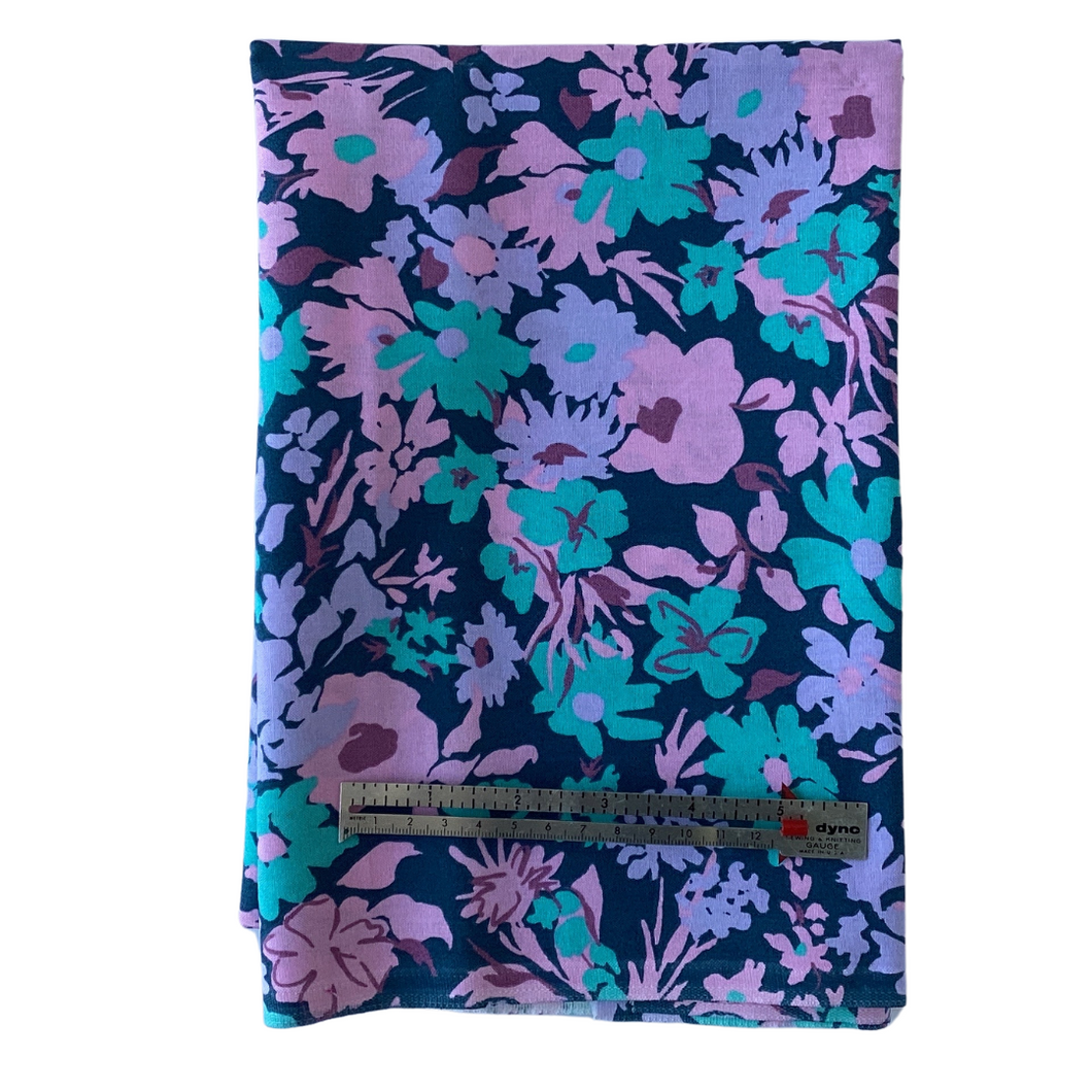 Previously Loved Fabric: Pink and Turquoise Flowers (1 yd)