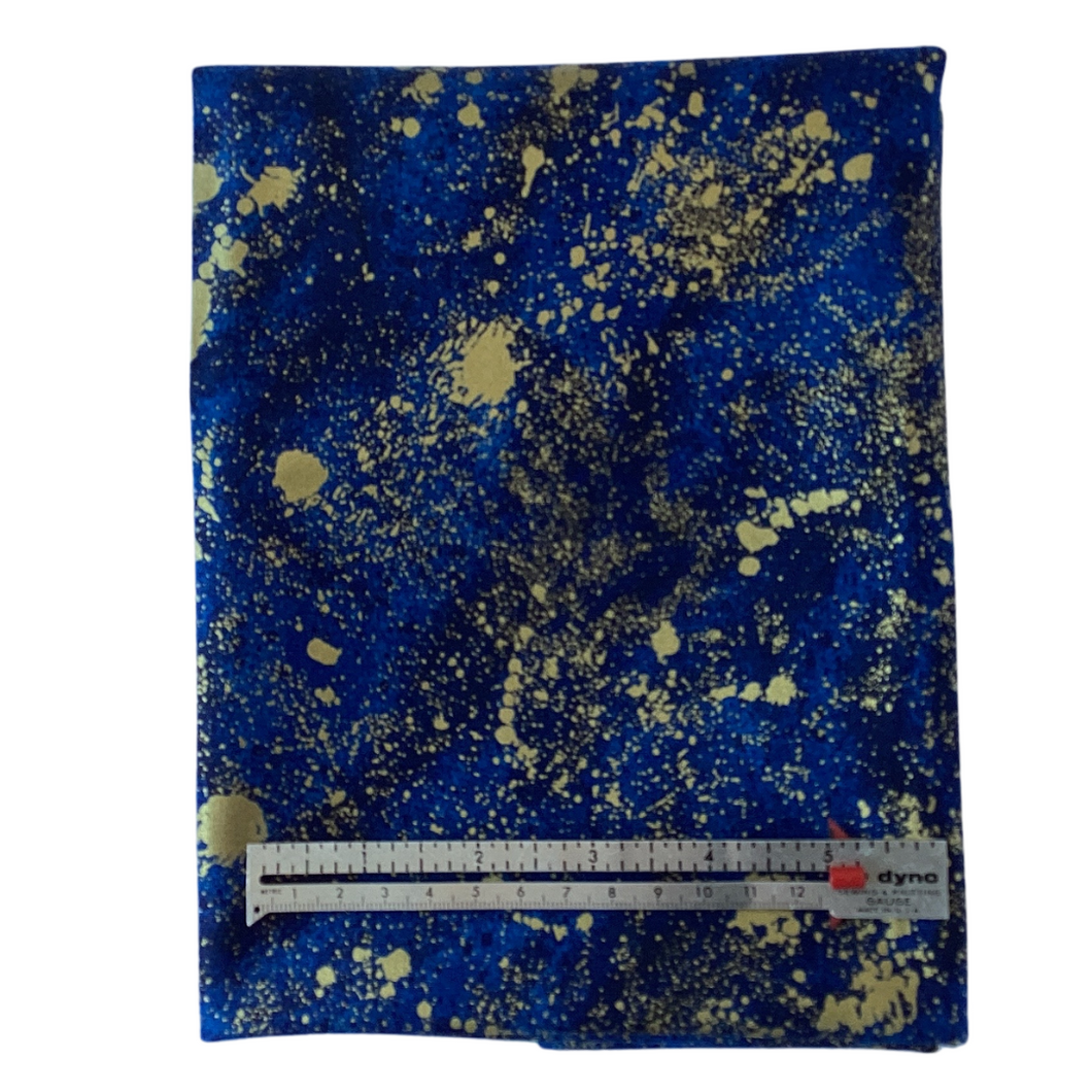 Previously Loved Fabric: Blue with Gold Splatter (1 yd)