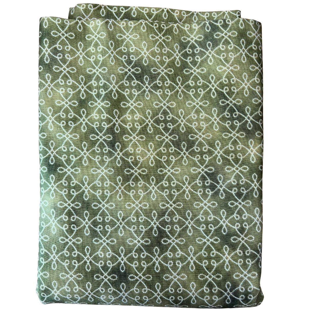 Previously Loved Fabric: Green Scrolls (7 yds)