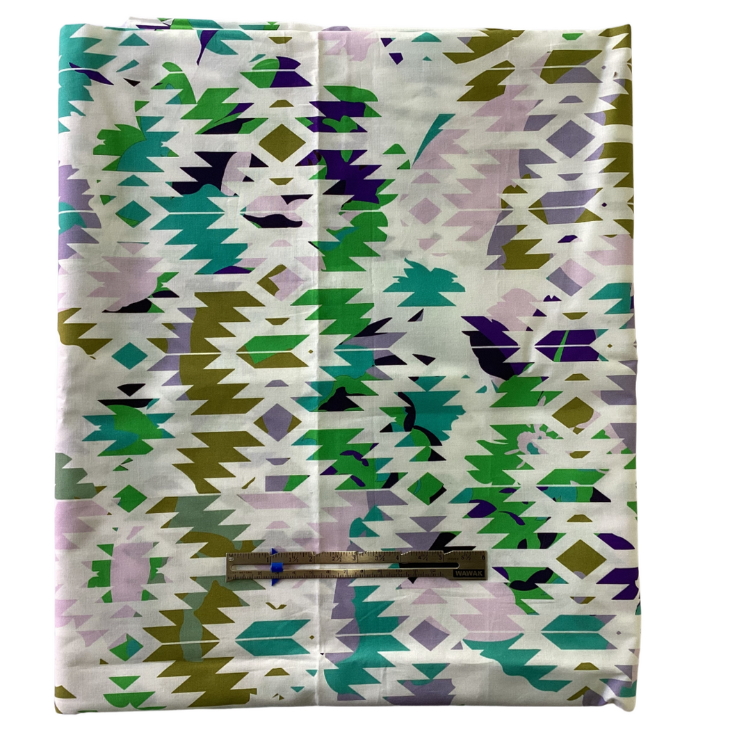 Previously Loved Fabric: White Design on Bright Colors (2 yds)