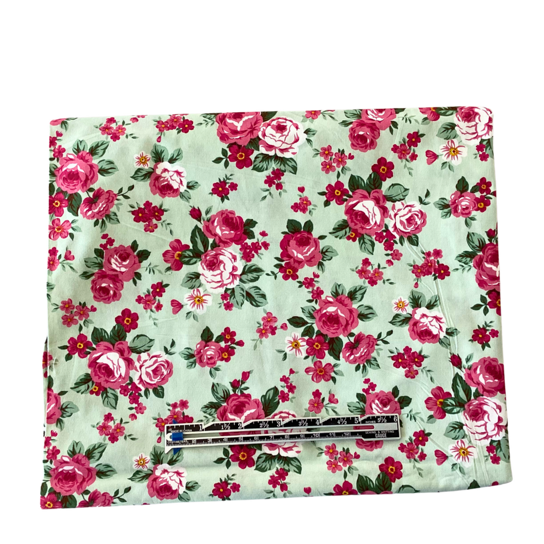 Previously Loved Fabric: Rose on Mint (2 yds)