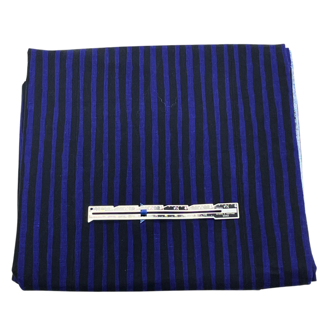 Previously Loved Fabric: Royal Blue & Black Stripe Home Decor (3.25yds)