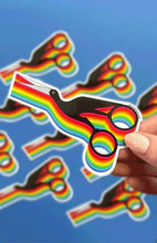 Load image into Gallery viewer, Rainbow Stork Scissors Sticker by Sassafras Lane Design
