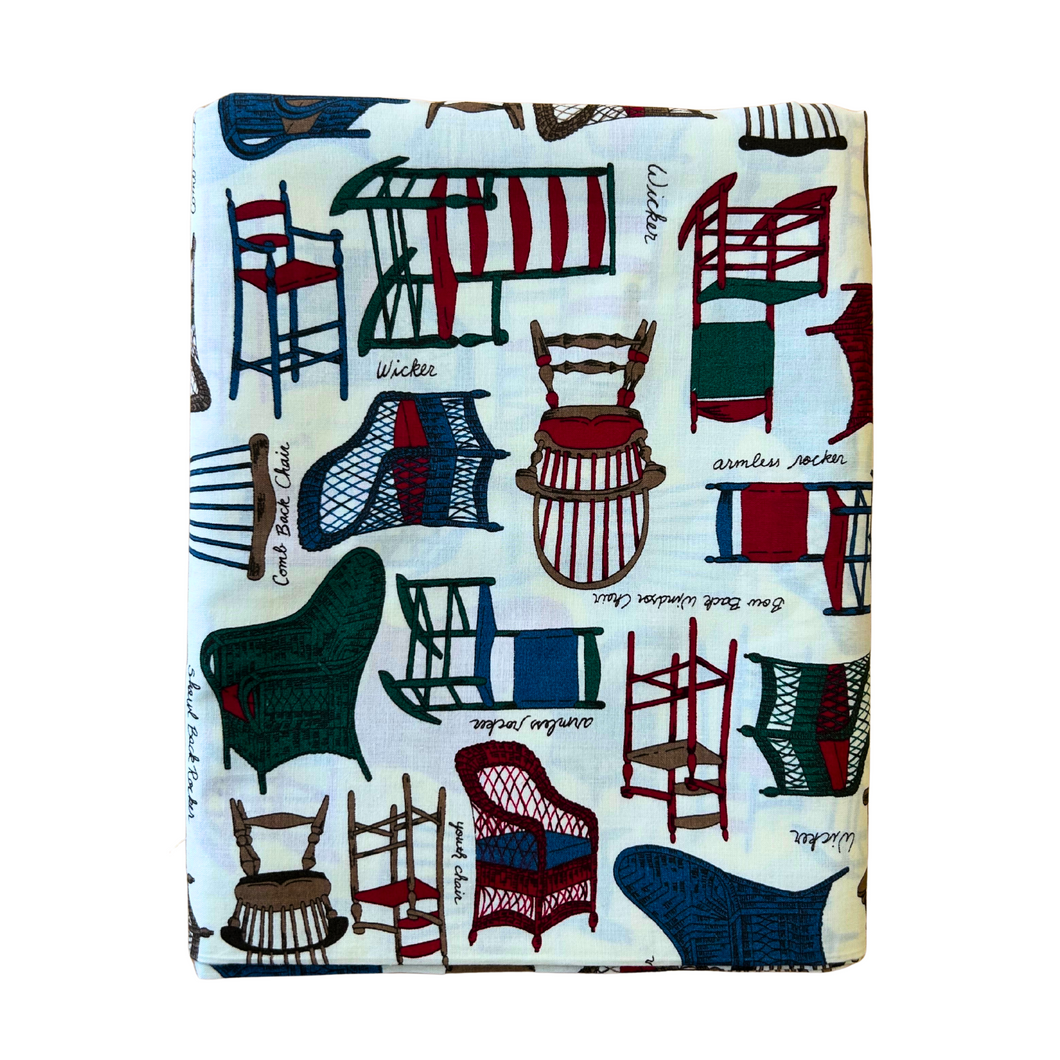 Previously Loved Fabric: Chairs on Off-White Background (3.75 yards)