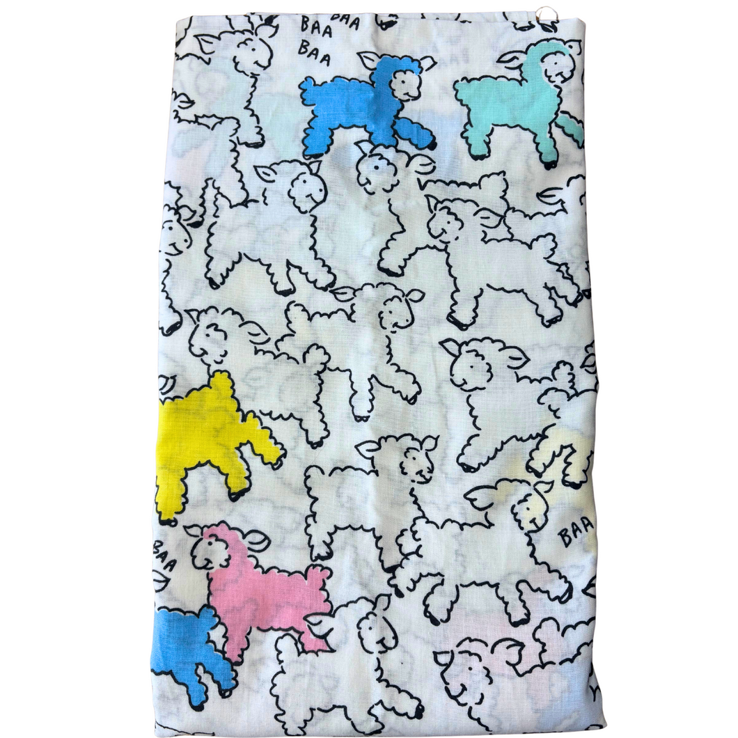 Previously Loved Fabric: Pastel and White Sheep (2 yds)