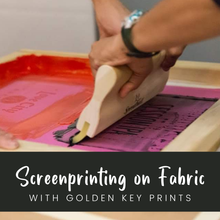 Load image into Gallery viewer, Screenprinting on Fabric with Golden Key Prints
