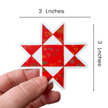 Load image into Gallery viewer, Red Ohio Star Quilt Block Vinyl Stickers, Sewing Sticker
