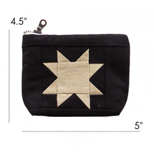 Load image into Gallery viewer, Sawtooth Quilted Sewing Pouch – Black Star Zipper Bag
